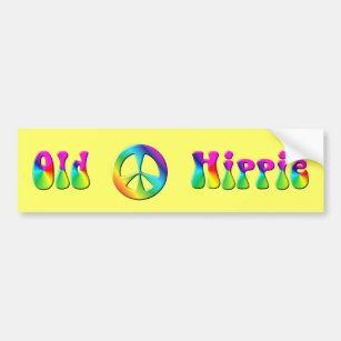KRW Rainbow Old Hippie Peace Sign Bumper Sticker