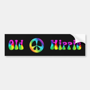 KRW Rainbow Old Hippie Peace Sign Bumper Sticker