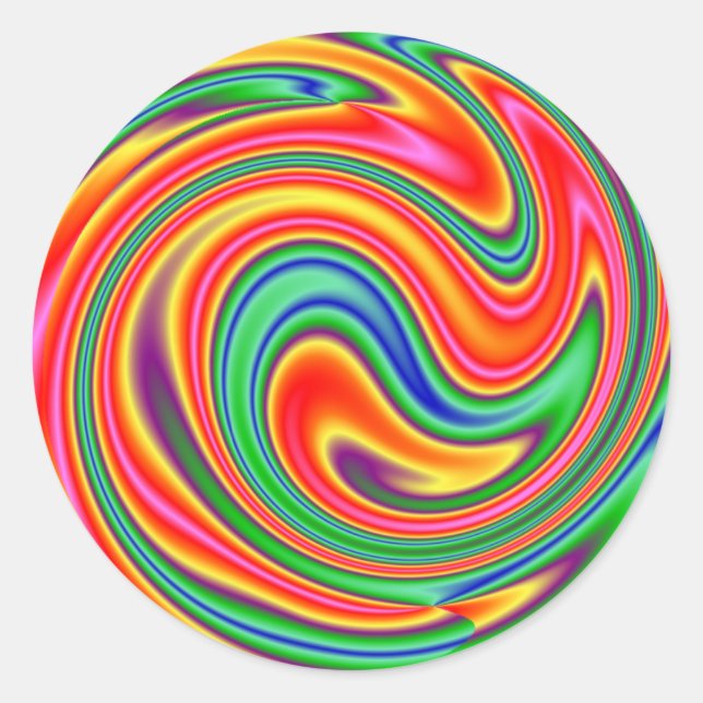 KRW Rainbow Swirl Classic Round Sticker (Front)