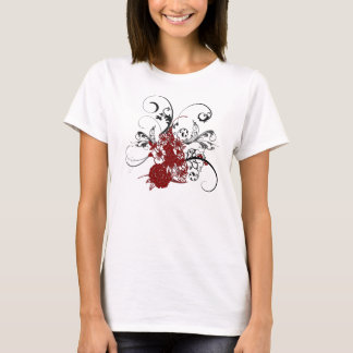 KRW Red Floral Grunge T-Shirt