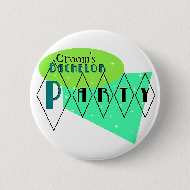KRW Retro Bachelor Party Lime Aqua Custom Pin (Front)