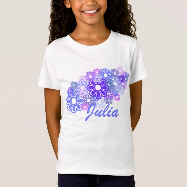 KRW Retro Flower Bunch Custom Name T-Shirt (Front)
