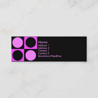 KRW Retro Hot Pink Squares and Circles Mini Business Card