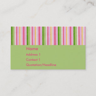 KRW Retro Pink and Green Stripe Business Card