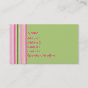 KRW Retro Pink and Green Stripe Business Card
