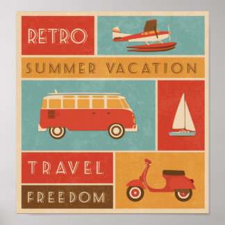 KRW Retro Summer Vacation Travel Poster