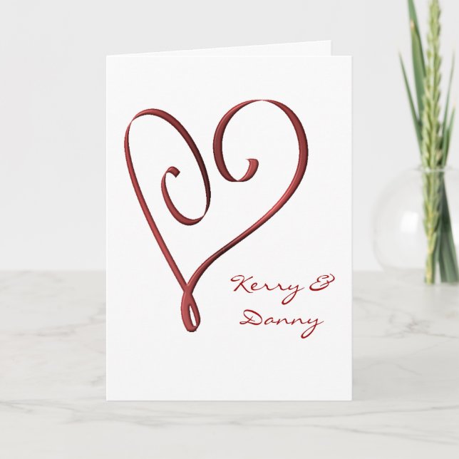 KRW Stylised Red Heart Custom Wedding Invitation (Front)