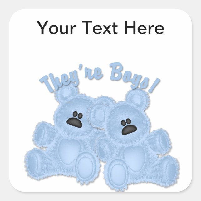 KRW They're Boys Twin Blue Teddy Bear Sticker (Front)