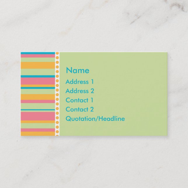 KRW Tropical Stripe Custom Business Card (Front)