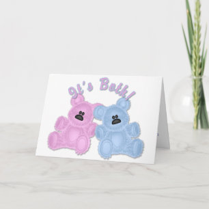 KRW Twin Boy and Girl Bear Baby Shower Invitation