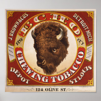 KRW Vintage 1873 Echo Chewing Tobacco Label Poster