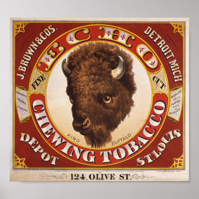 KRW Vintage 1873 Echo Chewing Tobacco Label Poster (Front)