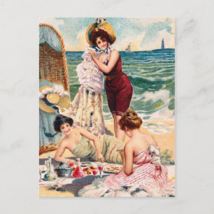 KRW Vintage Beach Illustration Postcard