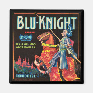KRW Vintage Blu-Knight Fruit Crate Magnet