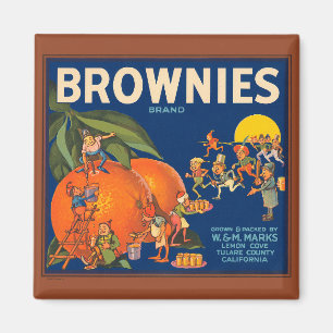 KRW Vintage Brownies Orange Fruit Crate Label Magn Magnet