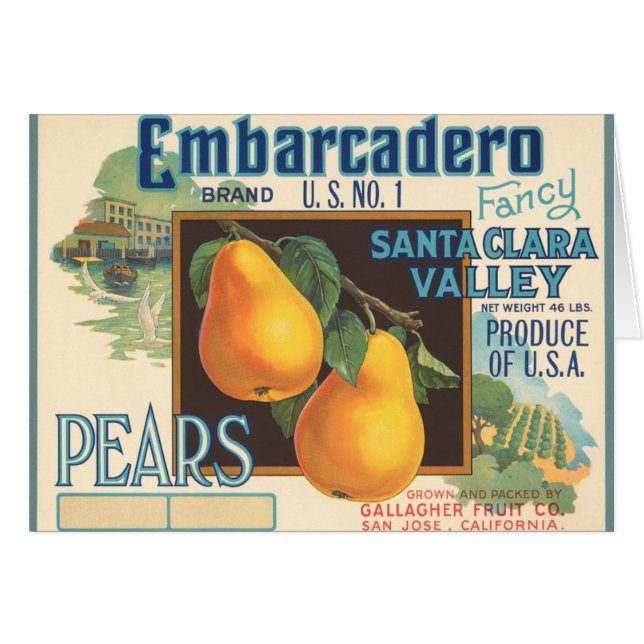 KRW Vintage Embarcadero Pears Crate Label (Front Horizontal)