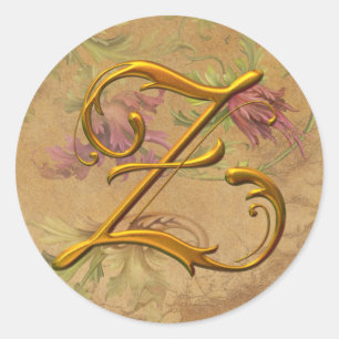 KRW Vintage Floral Gold Z Monogram Wedding Seal