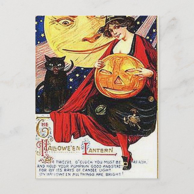 KRW Vintage Halloween Lantern Postcard (Front)
