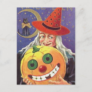 KRW Vintage Halloween Witch Postcard