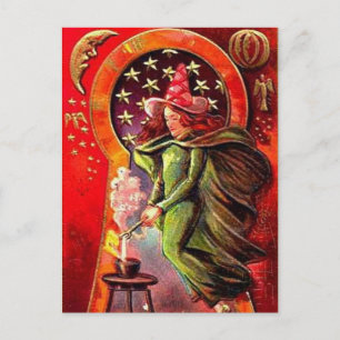 KRW Vintage Halloween Witch Postcard