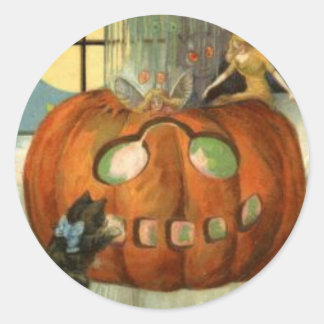 KRW Vintage Jack O Lantern Halloween Classic Round Sticker