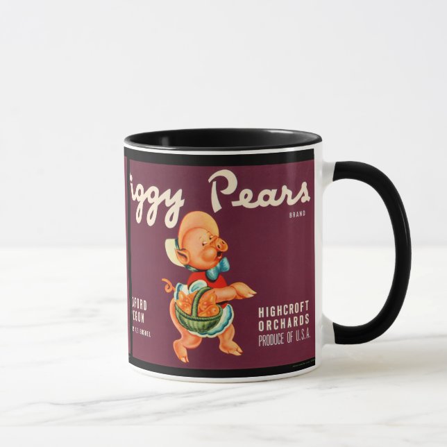 KRW Vintage Piggy Pears Fruit Crate Label Mug (Right)