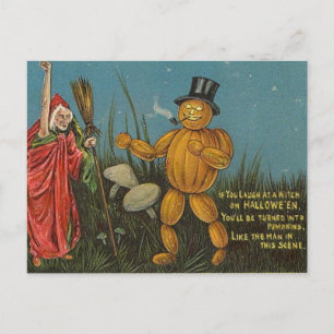 KRW Vintage Pumpkin Man Halloween Card