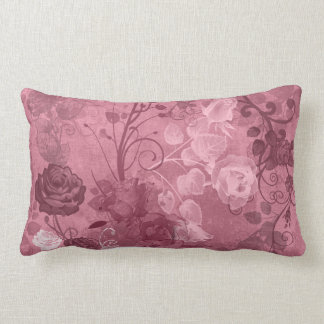 KRW Vintage Rose Layered Pattern in Burgundy Lumbar Cushion