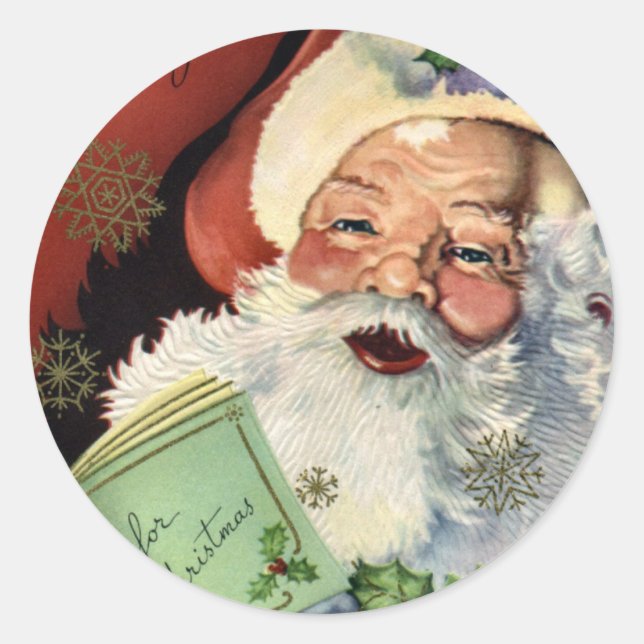 KRW Vintage Santa Claus Christmas Classic Round Sticker (Front)