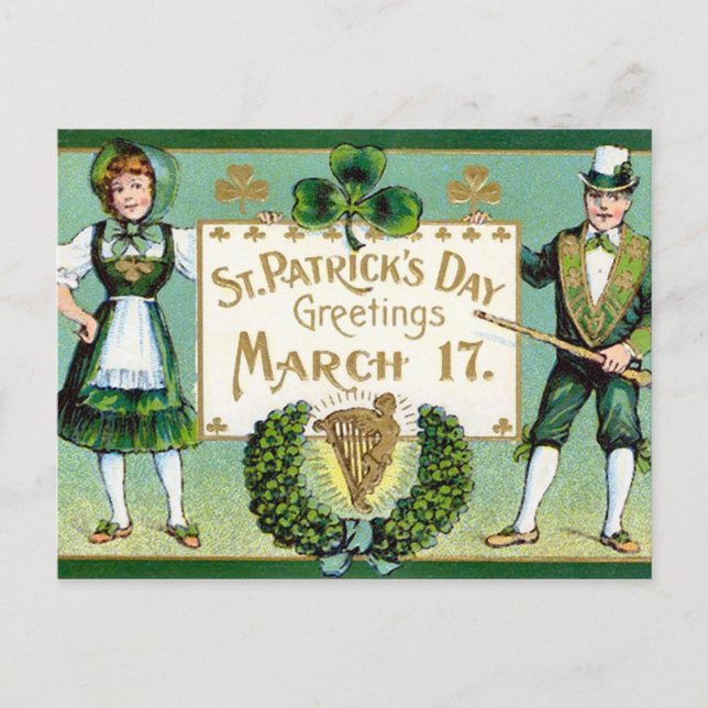 KRW Vintage St Patrick's Day Postcard (Front)
