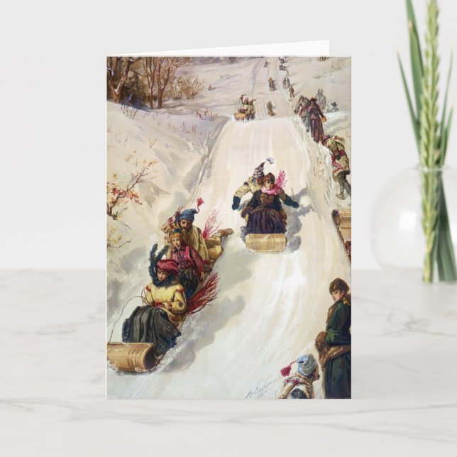 KRW Vintage Tabogganing 1886 Card (Front)