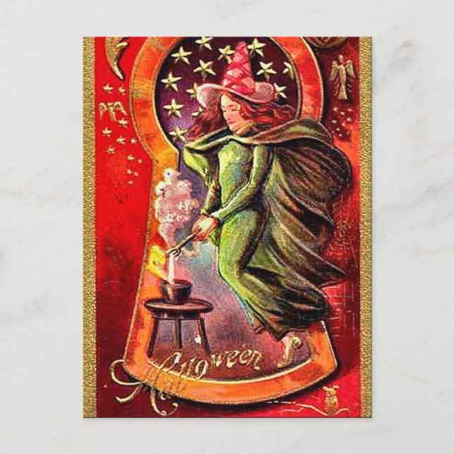 KRW Witches Brew Vintage Halloween Postcard (Front)