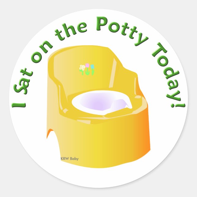 KRW Yellow I Sat on the Potty Training Reward Classic Round Sticker (Front)