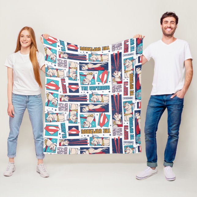 Krypto Comic Panel Pattern Fleece Blanket (In Situ)