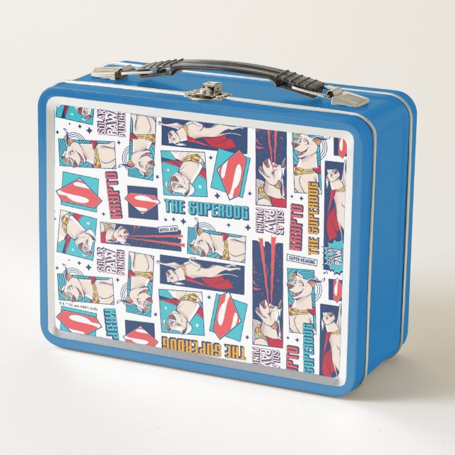 Krypto Comic Panel Pattern Metal Lunch Box (Front)