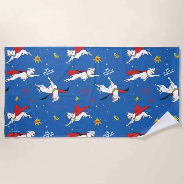Krypto Flying Pattern Beach Towel (Front)