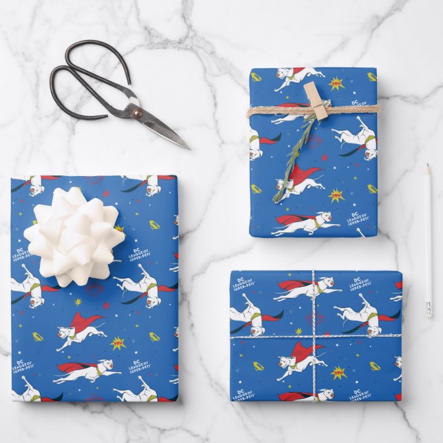 Krypto Flying Pattern Wrapping Paper Sheet (Front)