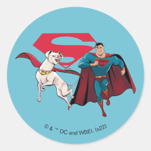 Krypto & Superman Classic Round Sticker