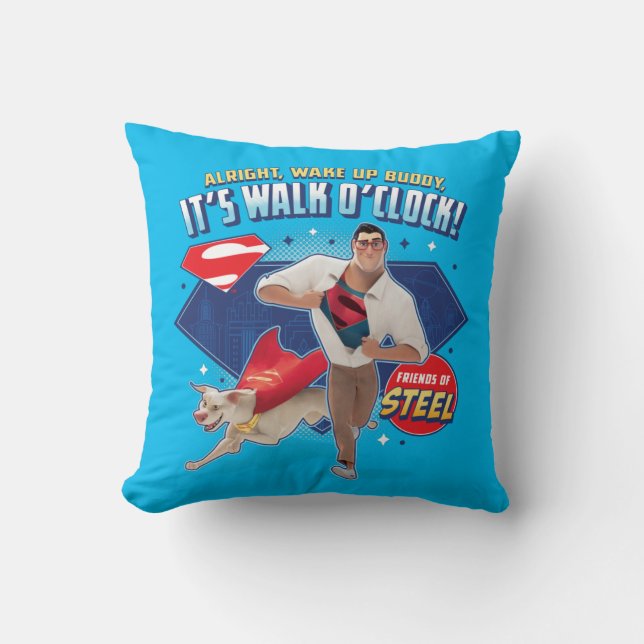 Krypto & Superman - It's Walk O'Clock! Cushion (Front)