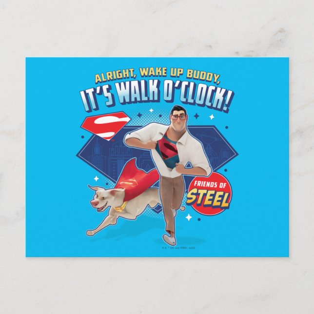 Krypto & Superman - It's Walk O'Clock! Postcard (Front)