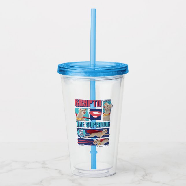 Krypto The Super-Dog Comic Panels Acrylic Tumbler (Front)