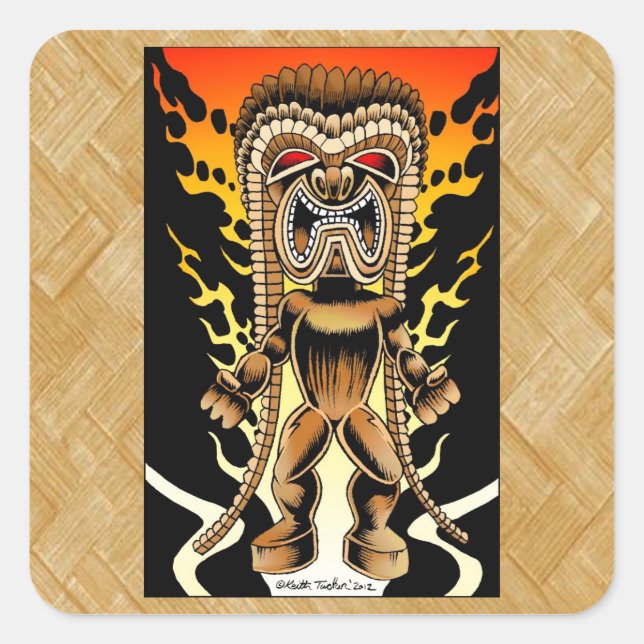 Ku, Hawaiian Tiki God Square Sticker (Front)