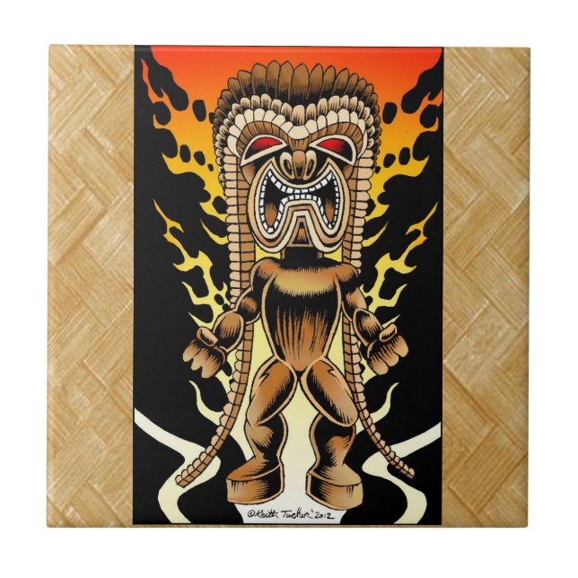 Ku, Hawaiian Tiki God Tile (Front)