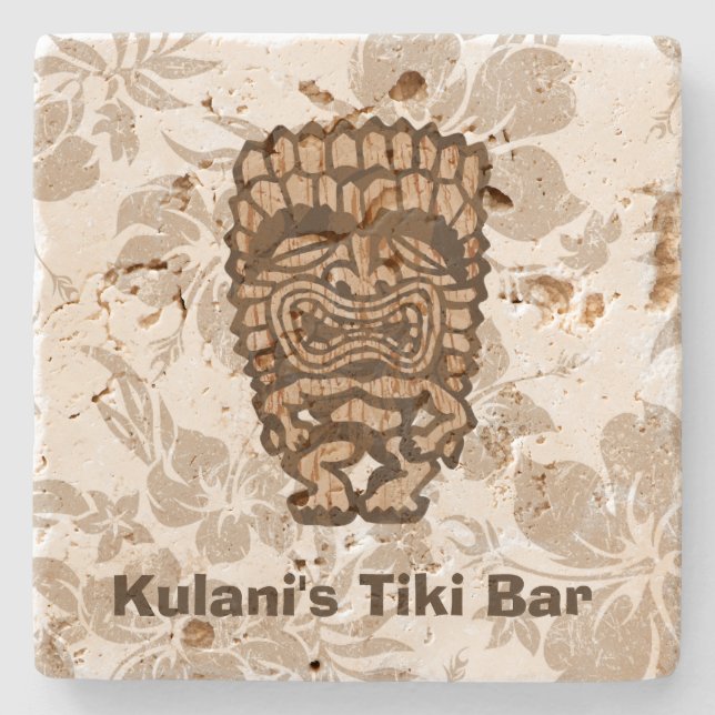 Ku-Tiki Hawaiian Customisable Tiki Bar Coaster (Front)
