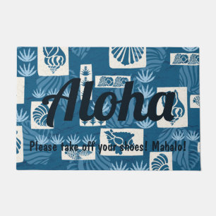 Kua Bay Hawaiian Undersea Shells Aloha Indigo Doormat