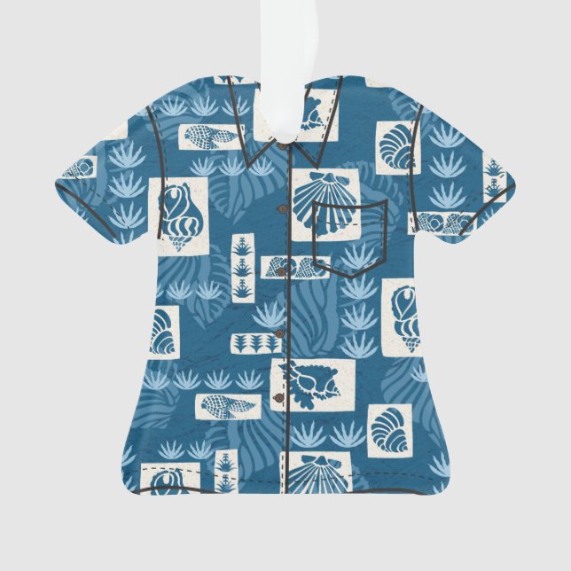 Kua Bay Hawaiian Undersea Shells Aloha Shirt Ornament (Front)