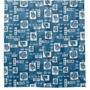 Kua Bay Hawaiian Undersea Shells Aloha Shirt Shower Curtain