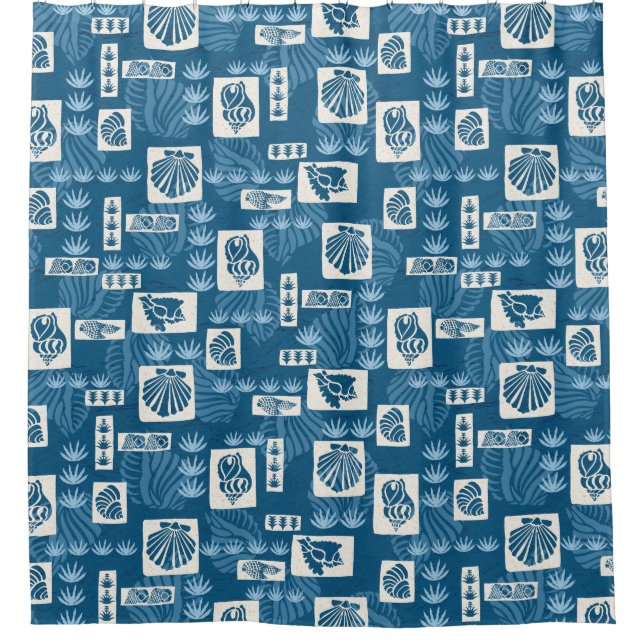Kua Bay Hawaiian Undersea Shells Aloha Shirt Shower Curtain (Front)
