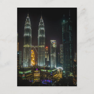 Kuala Lumpar Skyline At Night Postcard
