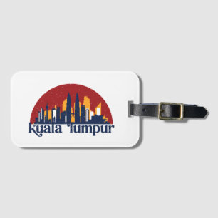 Kuala Lumpur Malaysia Retro City Skyline Cityscape Luggage Tag
